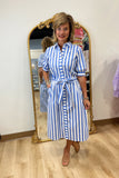 Foxcroft Esther Stripe Dress Blue