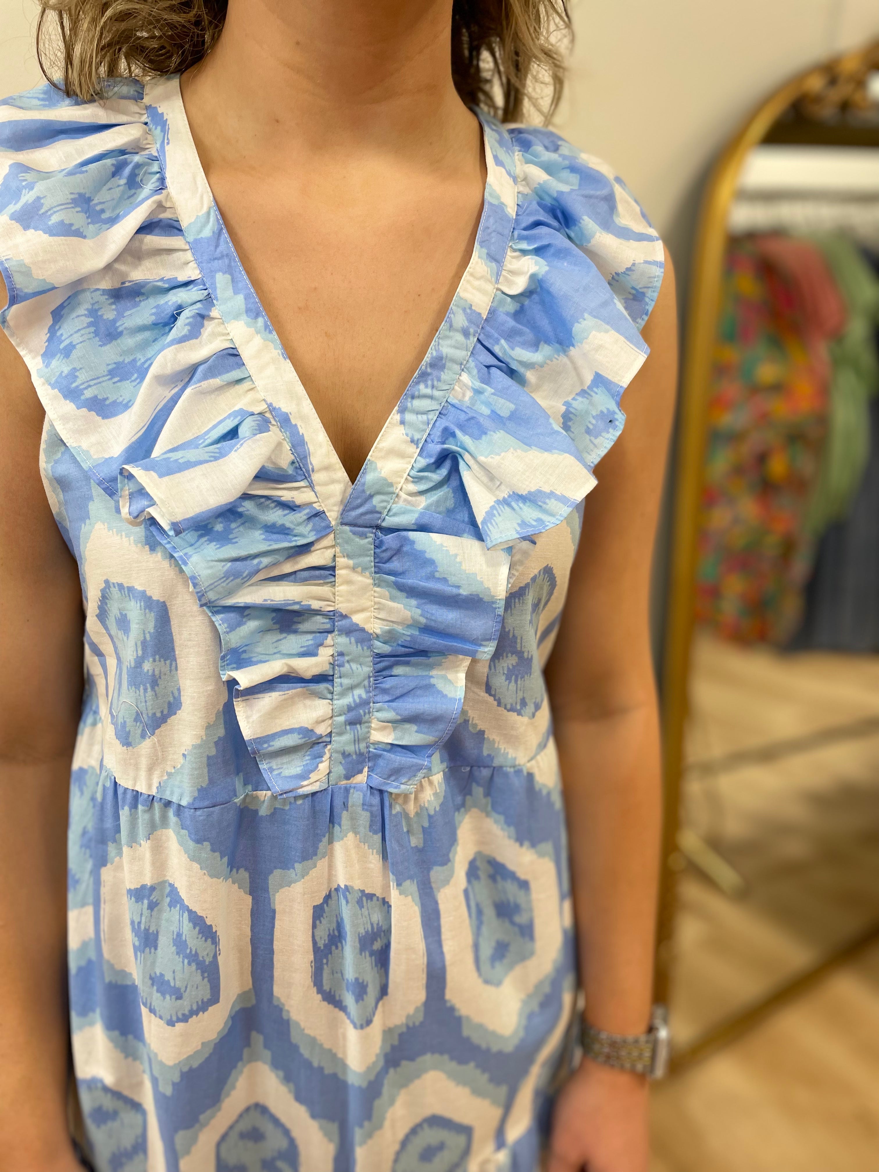Mud Pie Tanya Sleeveless Maxi Dress Blue