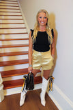 Glam High Waist Shorts Gold