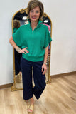 APNY 1/2 Zip Open Knit Sweater Emerald
