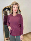 Charlie B V Neck Sweater Cabernet