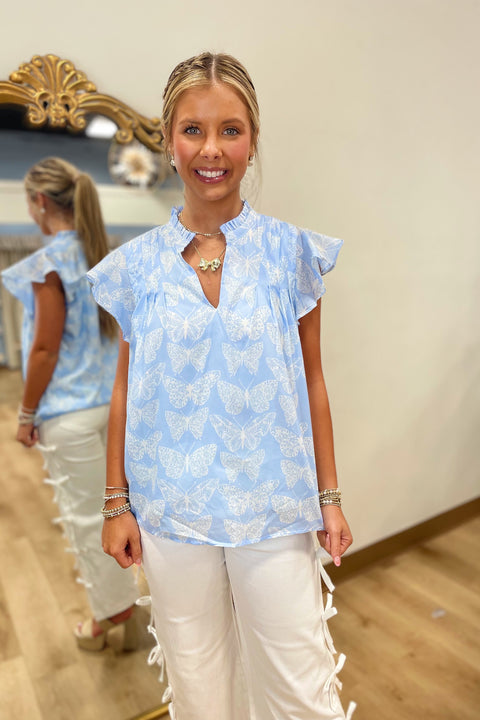 Butterfly Kisses Top Blue