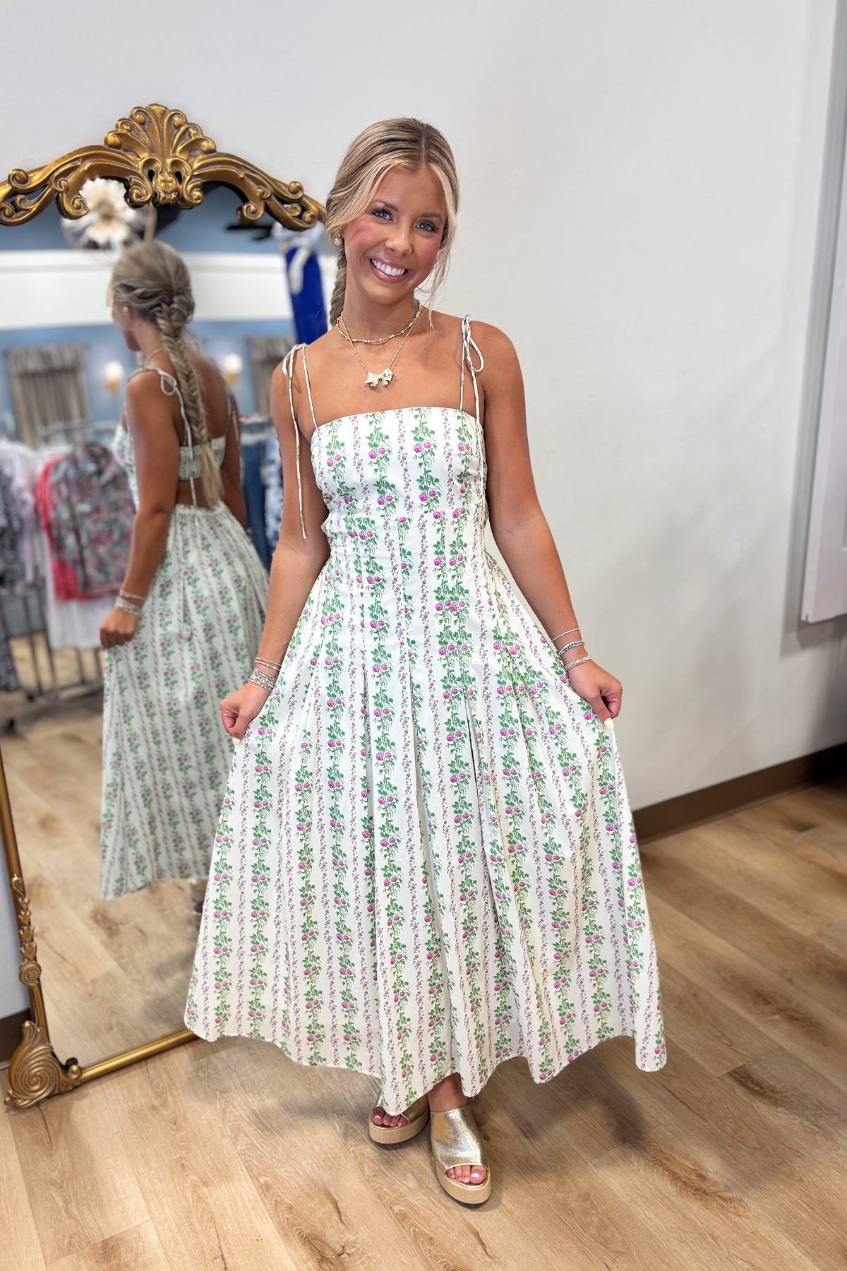 Blossom Breeze Midi Dress Cream