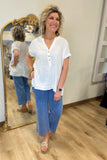 Airflow Woven V Neck Top Off White