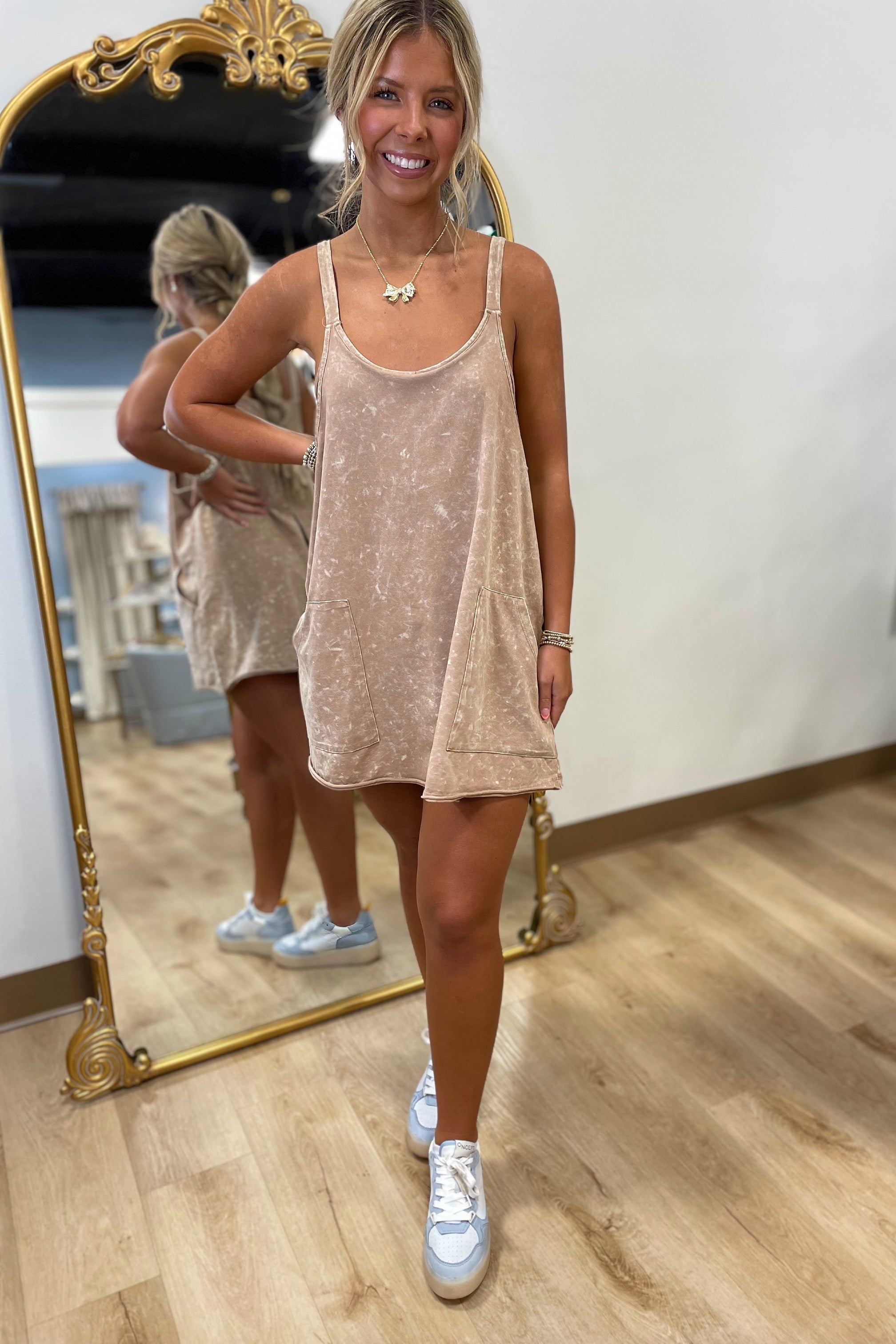 Cozumel Sporty Romper Dress Taupe