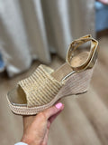 Attire Espadrille Wedge Gold Raffia