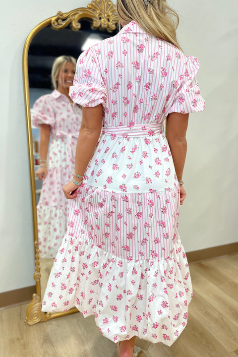 Picked For You Midi Dress Pink Bouquet