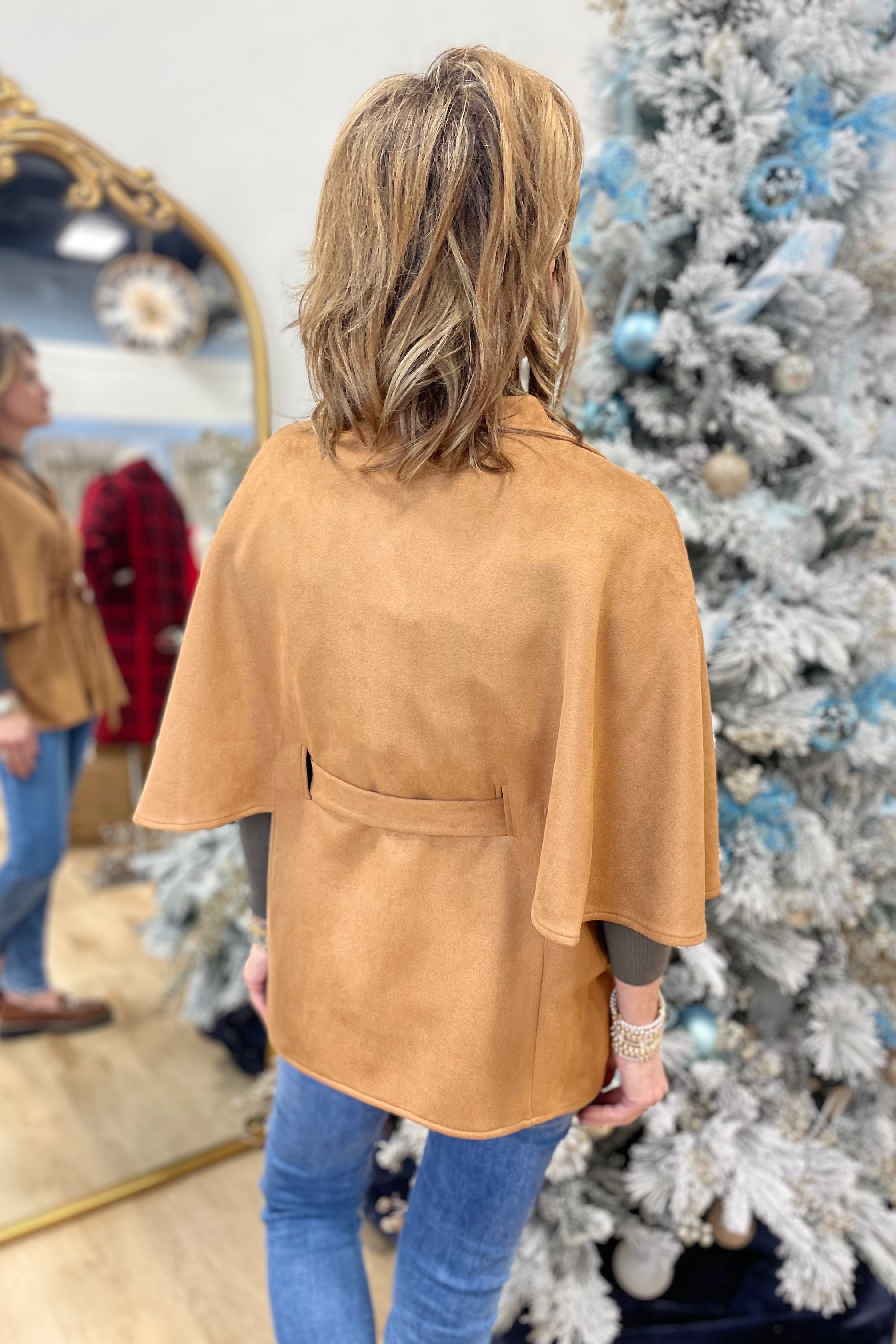 Boho Chic Cape Belted Jacket Cognac