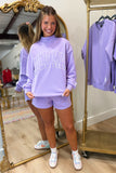 Lulu Mac Stitch Mockneck Terrycloth Top Lavender
