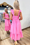 Ocean Love Ruffle Sleeve Dress Pink