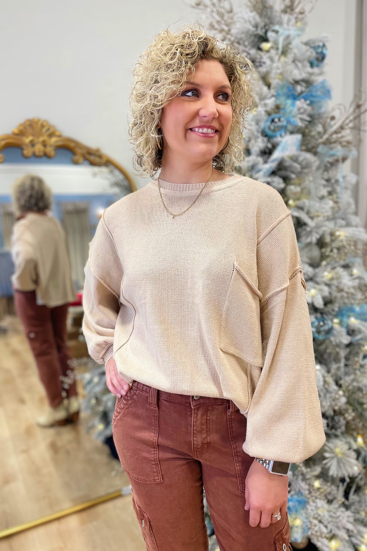 Unbe-leaf-able Sweater Beige