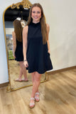 Benson Mock Neck Mini Dress Black