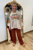 Plaza Taupe 3/4 Sleeve Print Mix Hoodie