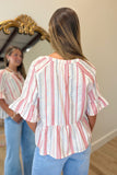 Simple Moments Stripe Blouse Red