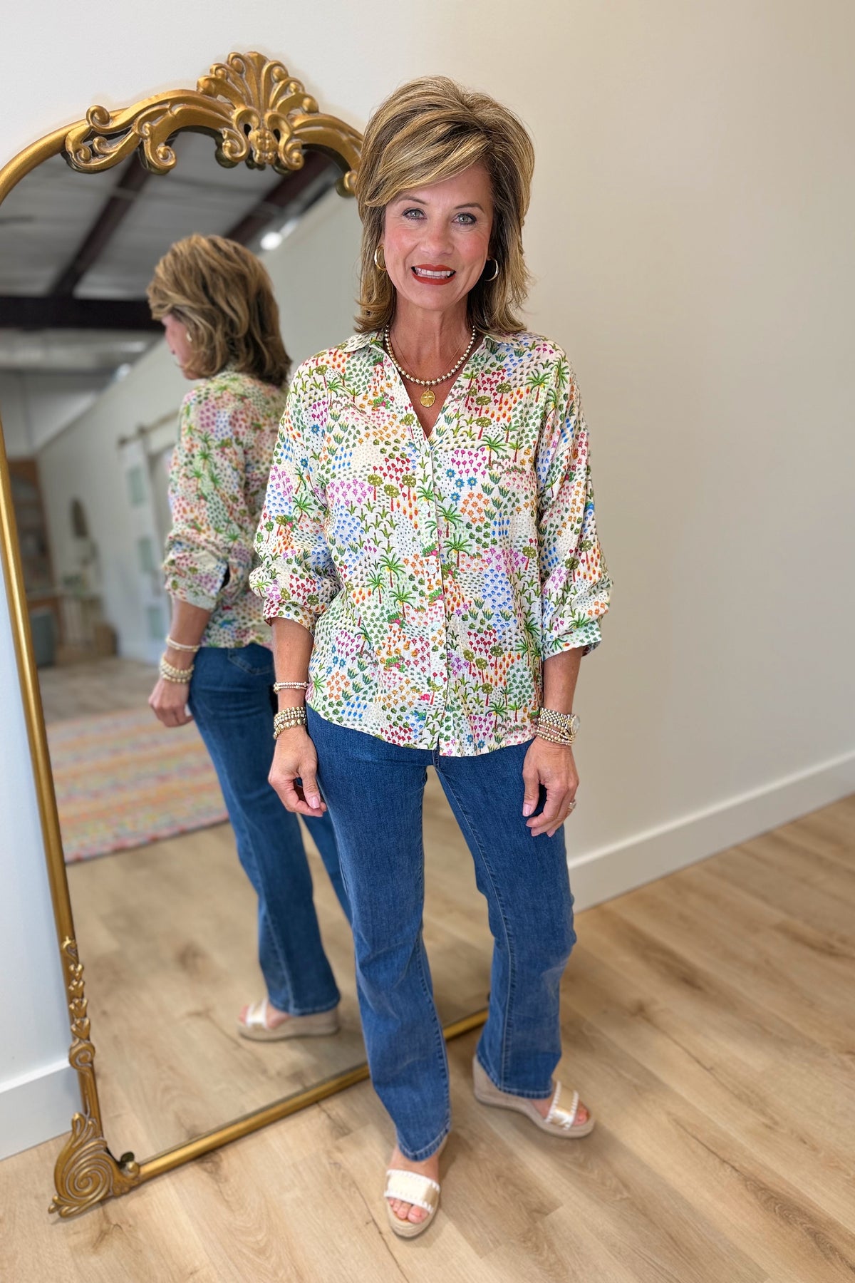 APNY Blouson Sleeve Blouse Sage