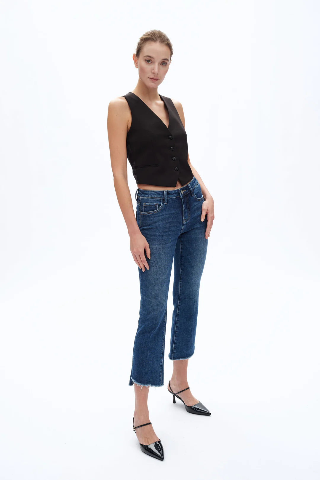 Bayeas Cropped Bootcut Jeans Diamonds