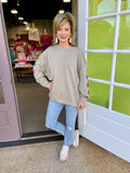Mary Square Jules Sequin Star Olive Sweatshirt