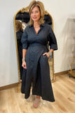 Collins Split Neck Collared Dress Black