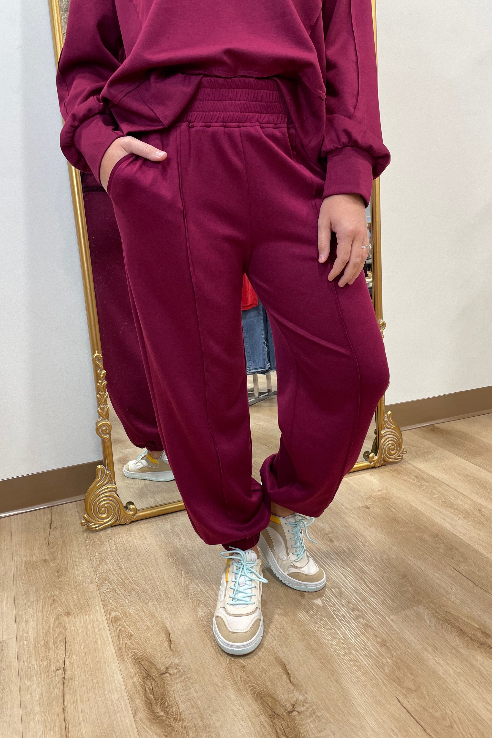 Umgee 2 Piece Jogger Pant Set Maroon