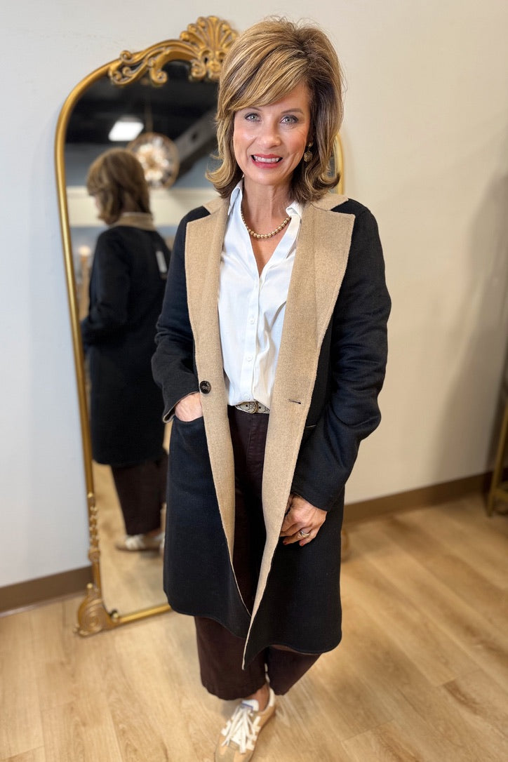 Renuar Reversible Car Coat Mocha Black