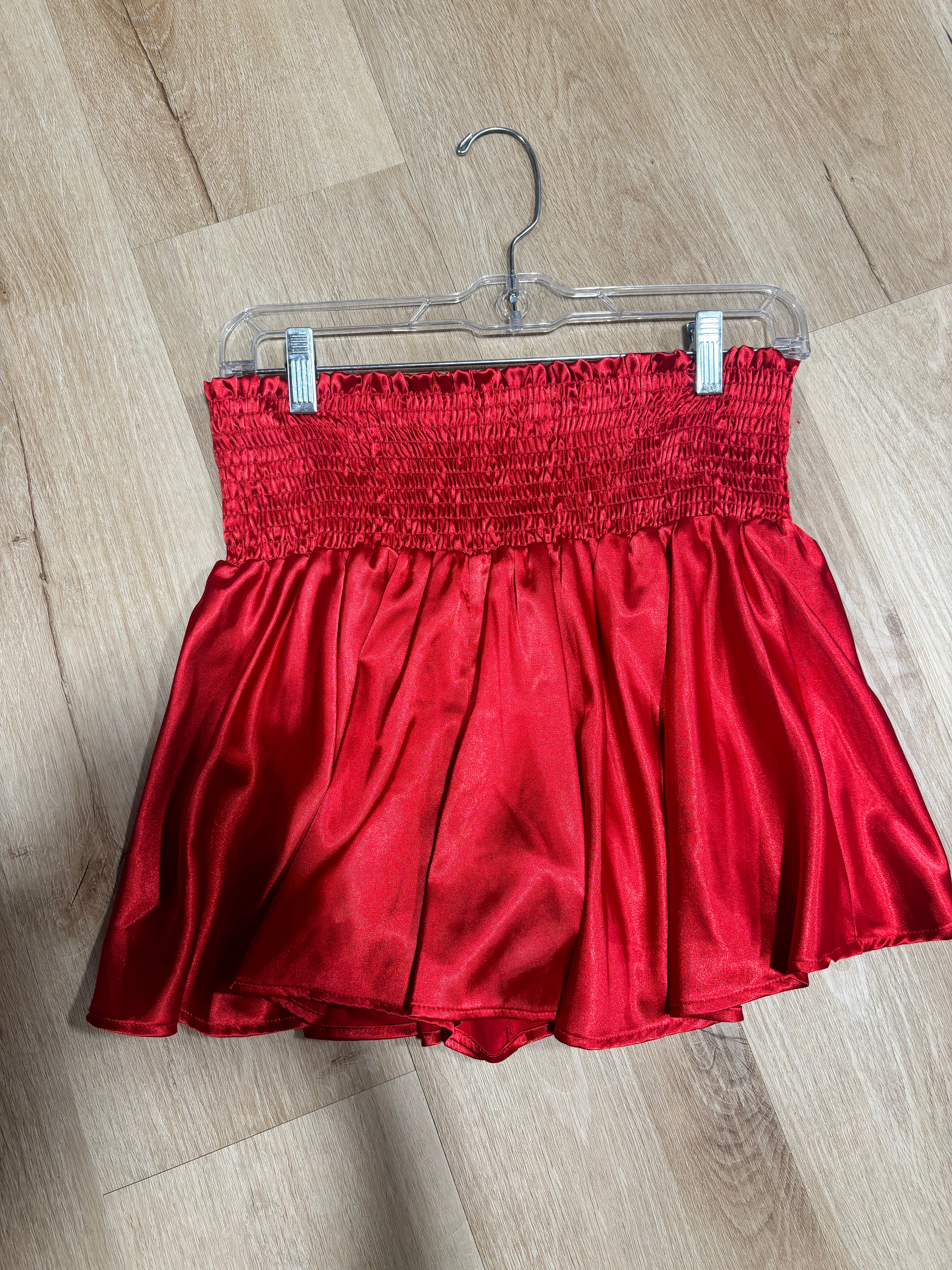 Bailee Smocked Waist Swing Short Red