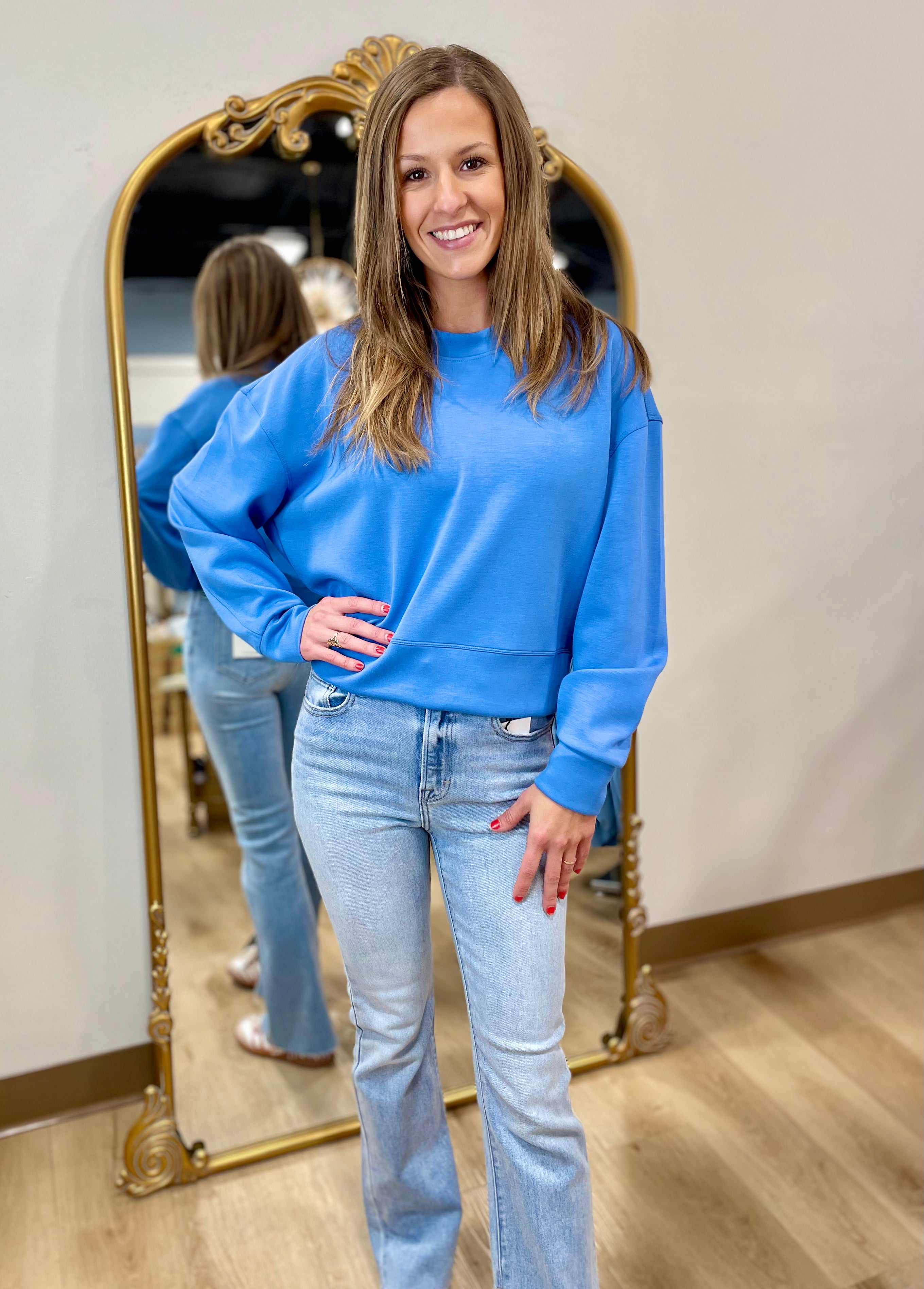 RD Style Lucie Crewneck Crop Pullover Dusk