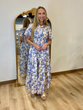 Botanical Blue Midi Dress