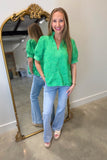 Floral Eyelet Blouse Kelly Green