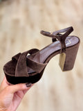 Shu Shop Gwen Platform Heel Brown Velvet