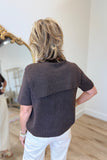 Charlie B Short Sleeve Crew Sweater Coffee
