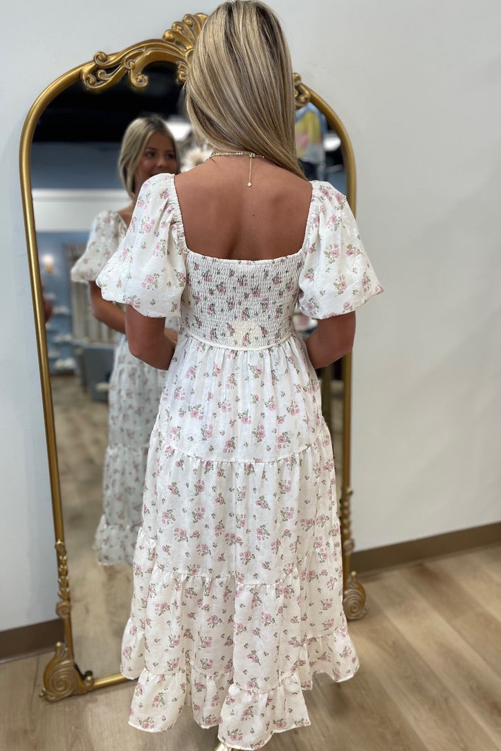 Rosewood Romance Puff Sleeve Dress Ivory