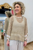Mud Pie Crochet Tunic Top Tan