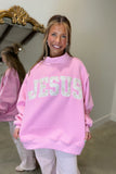 JESUS Mock Neck Sweatshirt Pink
