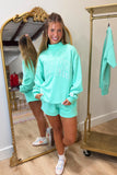 Lulu Mac Stitch Mockneck Terrycloth Top Seafoam