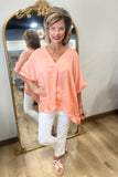 Victoria V Neck High Low Top Peach