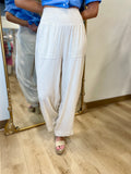 Umgee Smocked Waist Pant Oatmeal