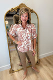 Umgee Smocked Ruffle Neck Top Clay