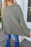 Unbe-leaf-able Oversized Front Pocket Sweater Top Olive