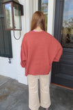 Unbe-leaf-able Oversized Front Pocket Sweater Top Rust