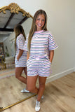 Ongoing Stripes Short Set Pink