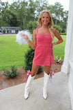 First Down Denim Romper Dress Red