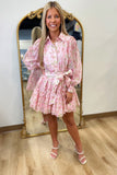 Rosy Glow Tie Waist Mini Dress Pink