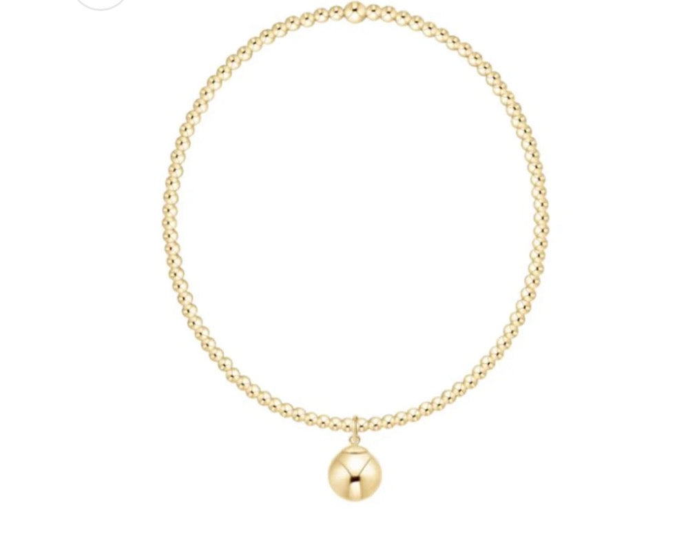 E Newton Classic Gold Bead Bracelet w Gold Bead Charm