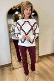 Charlie B Diamond Intarsia Sweater Cabernet