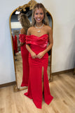 Christmas Gala Formal Slit Dress Red