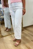 Pearl Accented Wide Leg Jean White