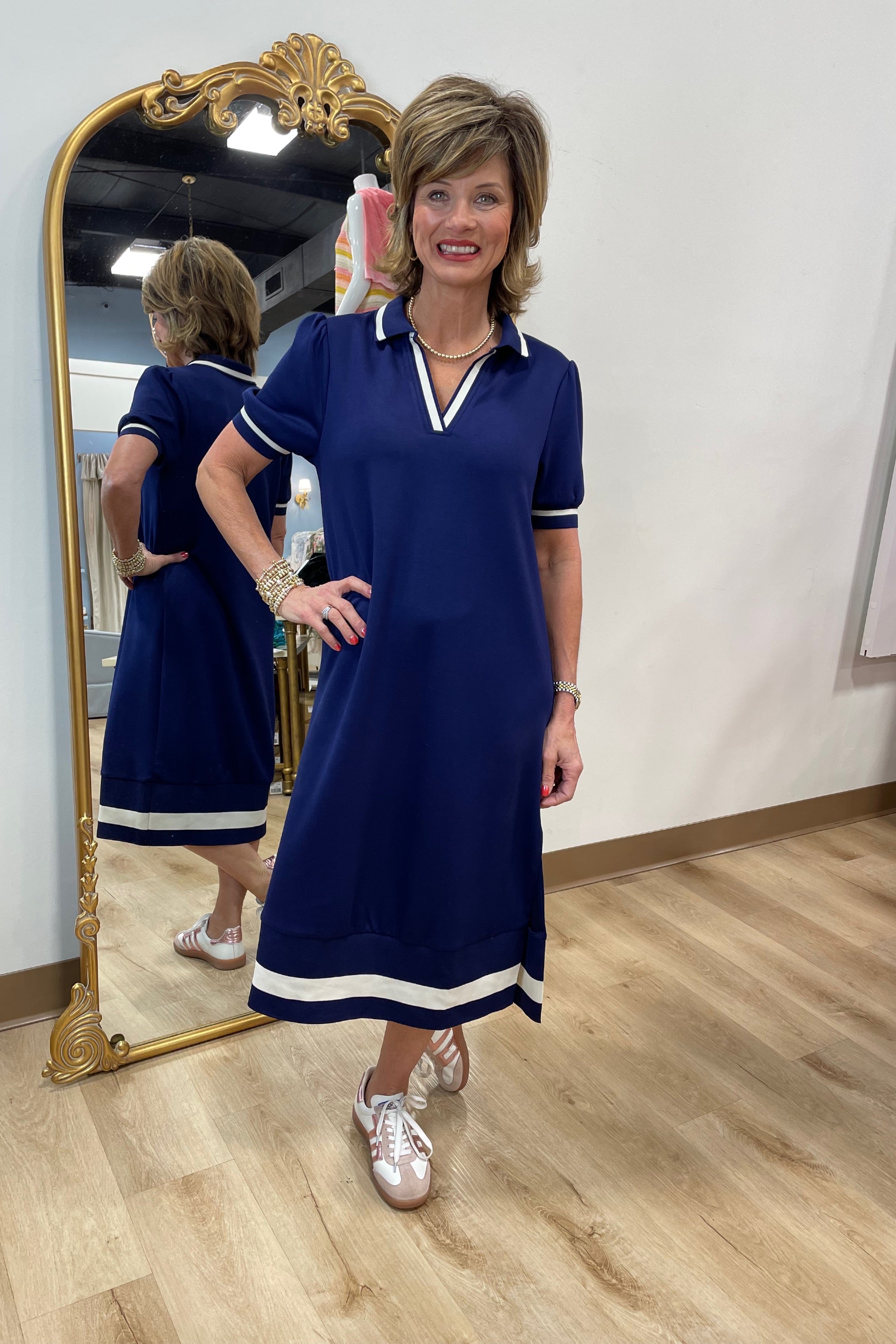 Umgee Colorblock Dress Navy