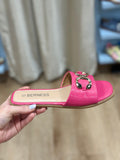 Venus Slide Sandal w Chain Accent Hot Pink