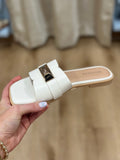 Kallen Slide Sandal w Buckle White