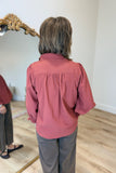 Umgee Wide Open Collar Top Terracotta